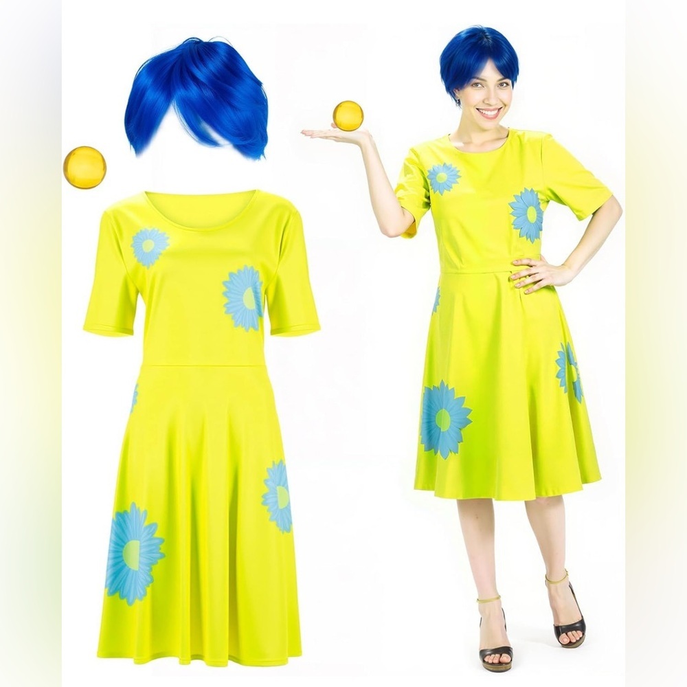 Joy cosplay Bright Yellow Floral Dress